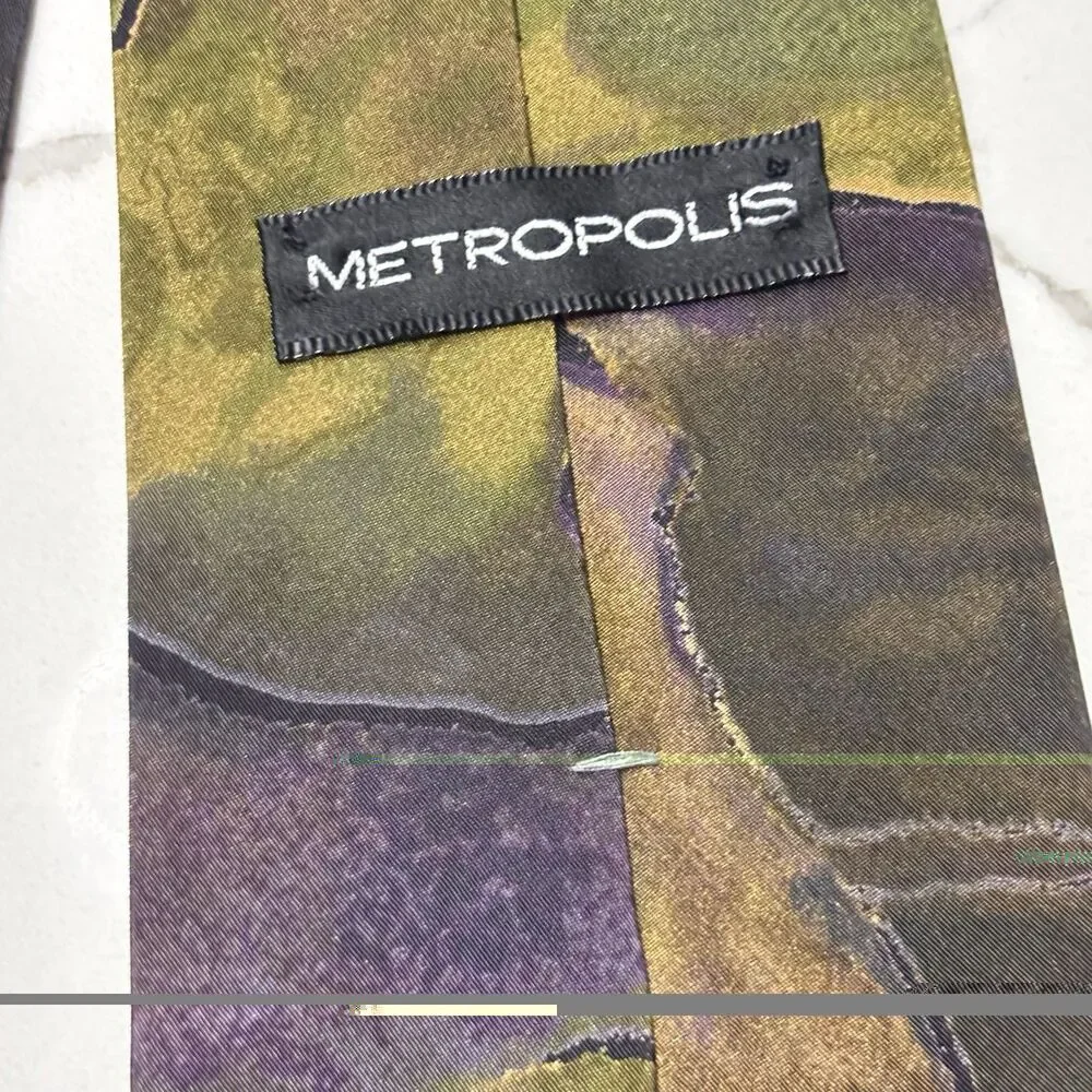 Vintage 90s Metropolis Men’s Polyester Necktie Tie Colorful Abstract USA Made